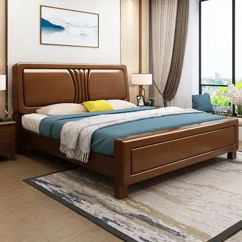 5米木质床头靠背板实木带储物空间高箱床储物床卧室家具套装