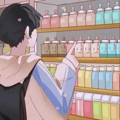 手绘情头一对卡通两张分开图片