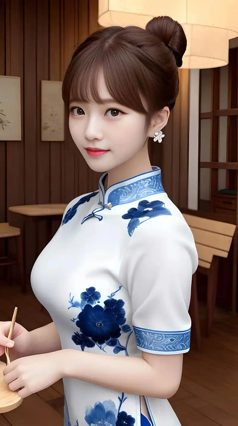 国风青花瓷旗袍.愿你眼中总有光芒78,活成你想要的模样.早安!