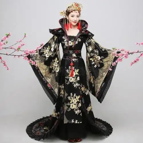 一折古装服装 大唐 贵妃 宫廷拖尾_古装服装女贵妃拖尾古代大唐汉服