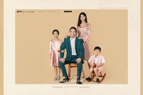 新款衣服写真拍照艺术全家福四口影楼一家服装亲子装