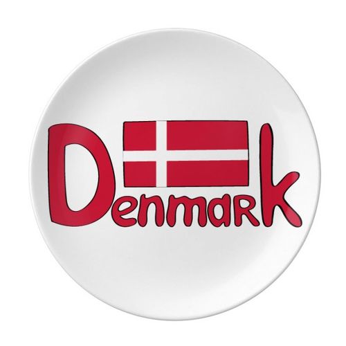 丹麦国旗红色图案陶瓷餐盘子8寸月光盘餐具家居礼物