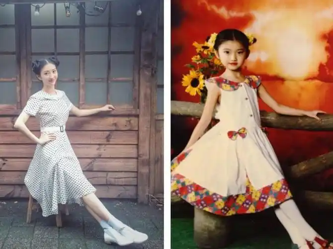 而且这照片很清楚的看出景甜小时候是妥妥的单眼皮.