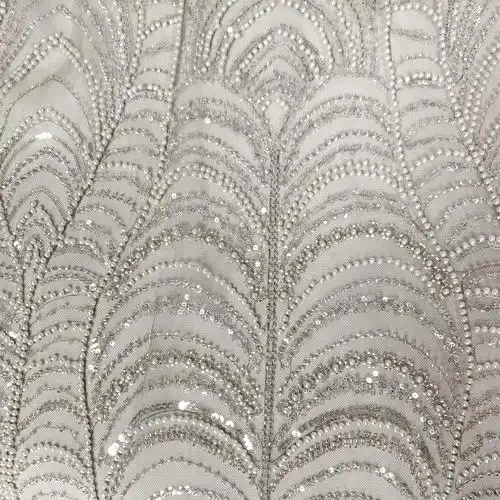 婚纱主打礼服设计师亮片面料新款连衣裙珍珠绣上衣亮片刺绣面料