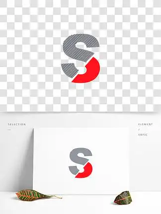 红与黑切割状条纹时尚字母s