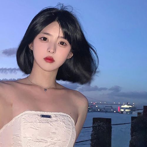 韩式网红中分八字刘海假发女短发bobo头气质修脸减龄短直发全头套