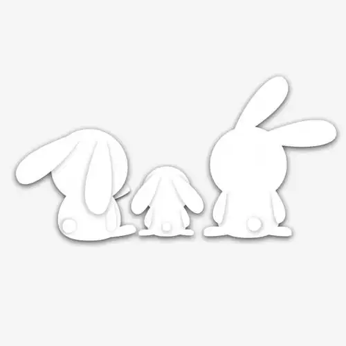 兔子一家三口团圆背影中秋节手绘