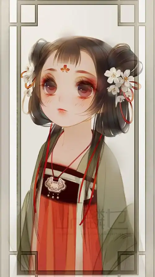 唯美古风萝莉卡通人物插画