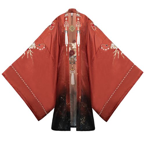 银临衫汉大袖印花联名十三余牡丹焦骨豆蔻小豆汉服