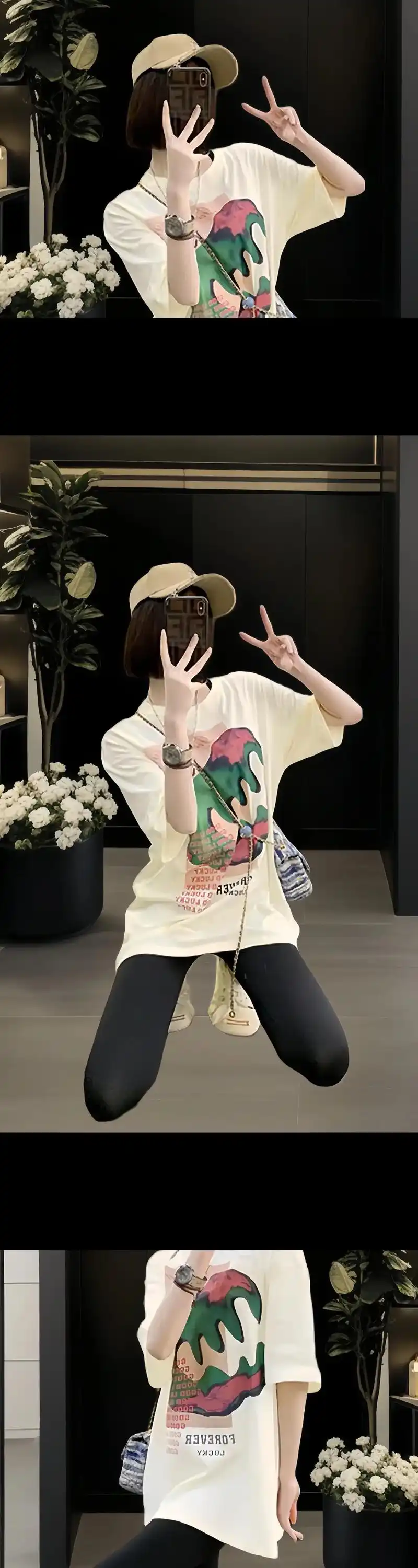 宽松版型中长款t恤,时尚舒适,宽松版型设计