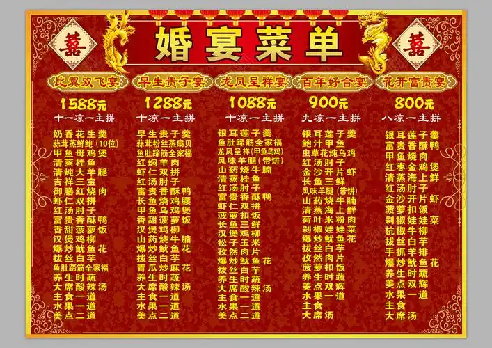 红色婚礼菜单婚宴菜单设计