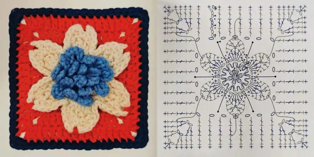 钩针祖母方格花片图解