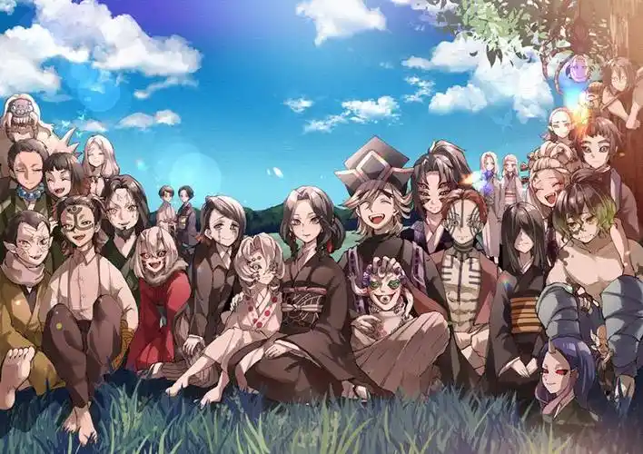 鬼灭之刃十二鬼月插画图片