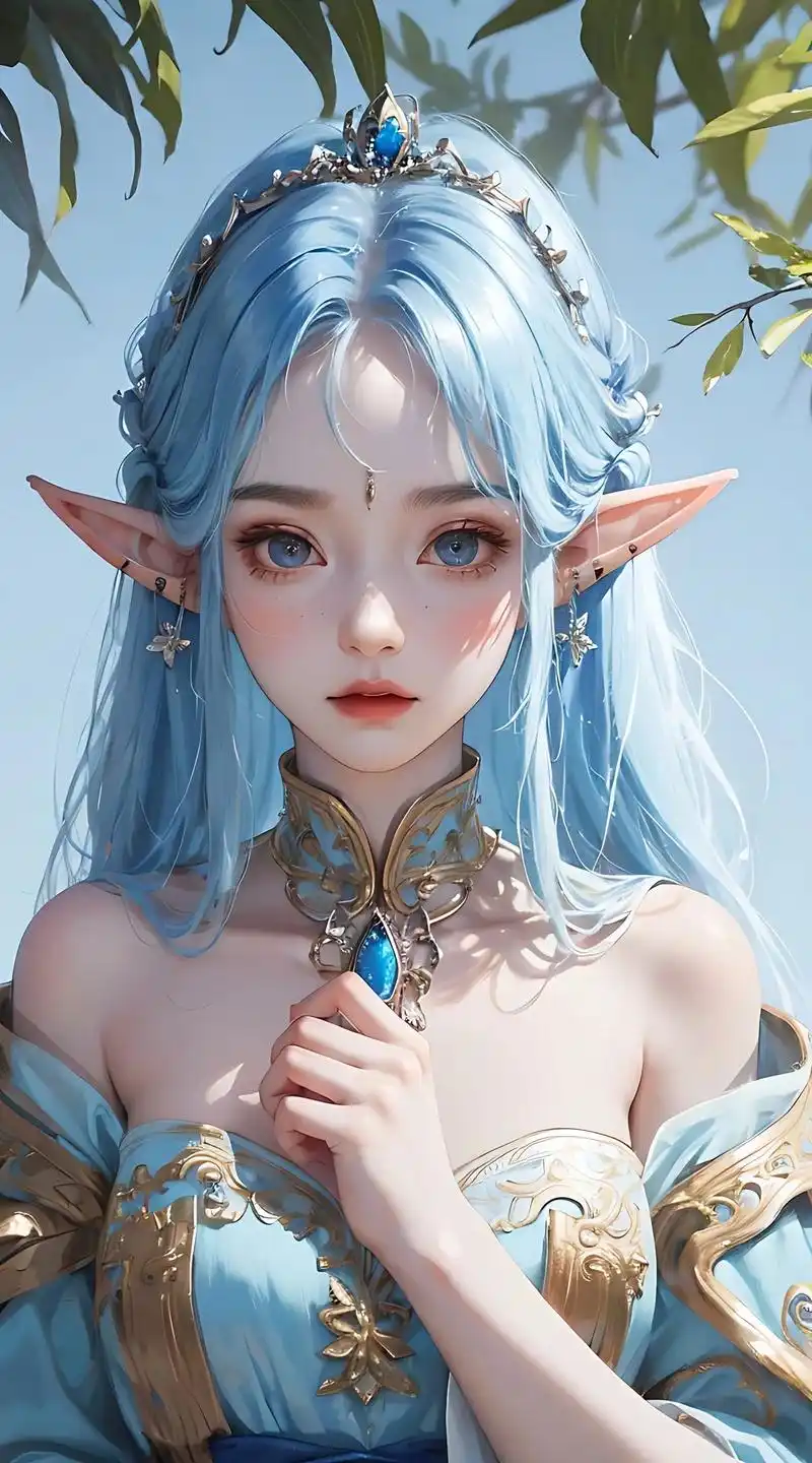 美丽的蓝发精灵少女#动漫少女 #次元ai绘画 #头像 #壁纸 - 抖音