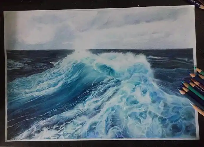 海手绘彩铅附九图过程图