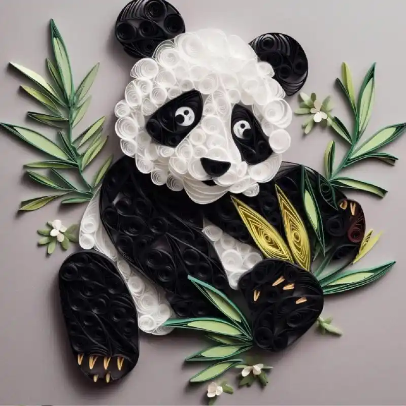 预祝丫丫回国一切顺利 国宝熊猫衍纸手工