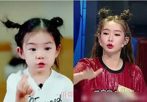 综艺节目,从图中大家也可以看到,当戚薇和lucky共同扎上小丸子的发型