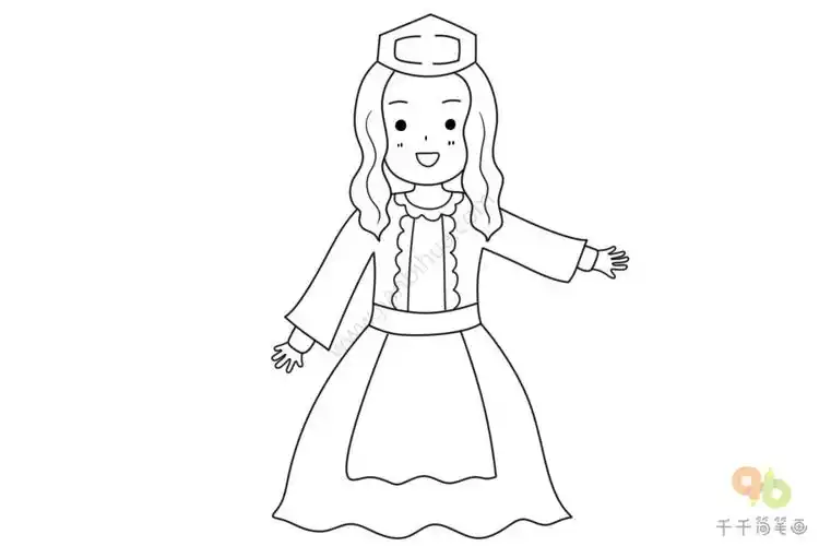 少数民族塔塔尔族女孩简笔画