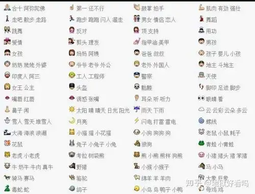 请问iphone 上的 emoji 表情对应的中文输入词语是什么?