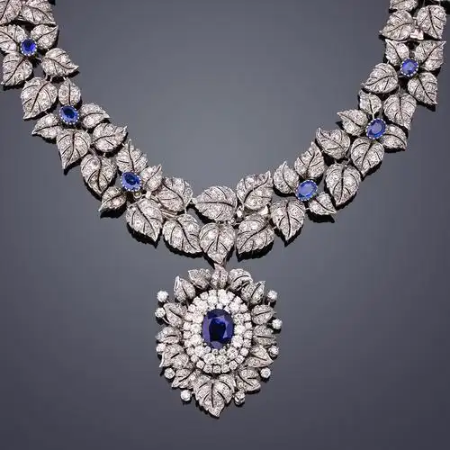 蓝宝石共13ct/钻石共40克拉/1940年代可拆卸五用项链