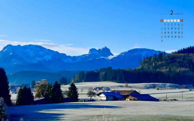 2021年2月唯美迷人自然风光日历,月历壁纸-回车桌面