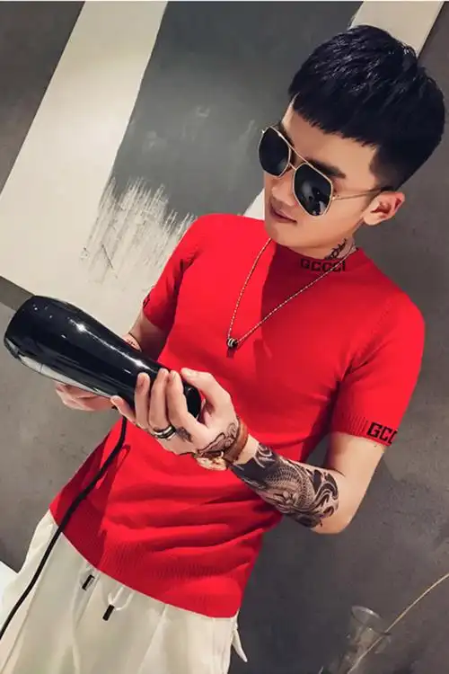 2019新款网红抖音快手同款圆领短袖t恤韩版修身潮流帅气时尚百搭社会