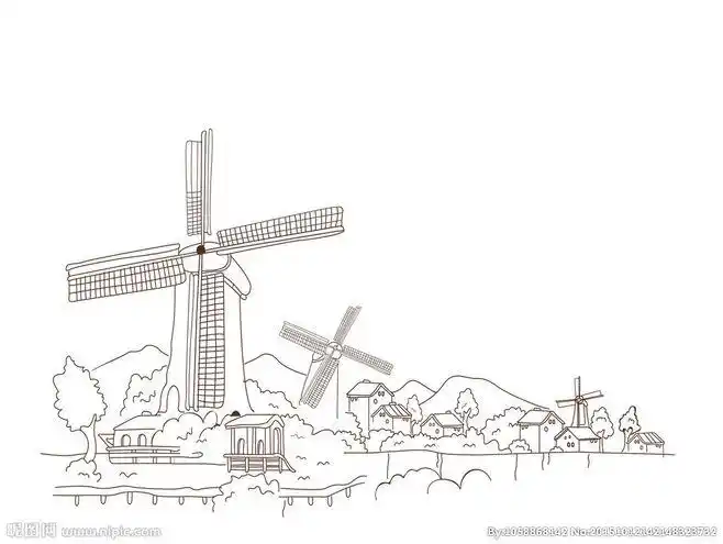 矢量风车线描