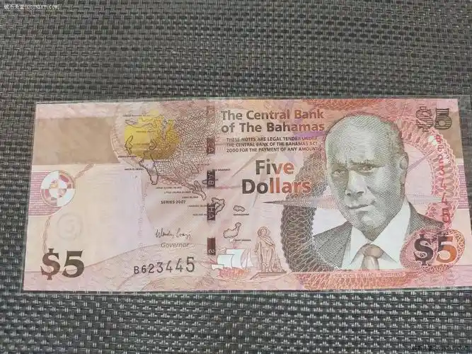 钱币天堂·交易区详情·【全新unc】巴哈马2007版5元