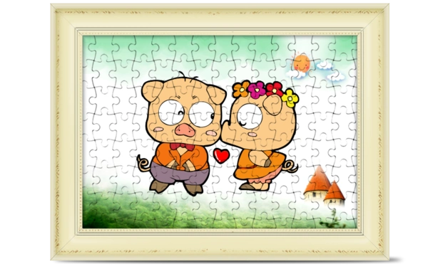 小猪情侣-横式高档款个性拼图