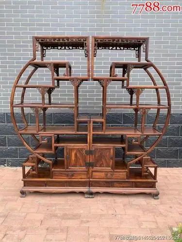 古董架子黄花梨多宝阁精品收藏旧货雕刻龙纹书架