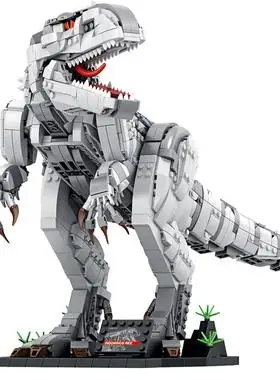 益智积木恐龙霸王龙暴虐龙大型侏罗纪儿童拼装玩具高难度男孩礼物