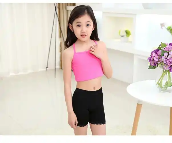 青春期少女背心内衣儿童背心女童小女孩吊带夏季薄款小中童背心黑色