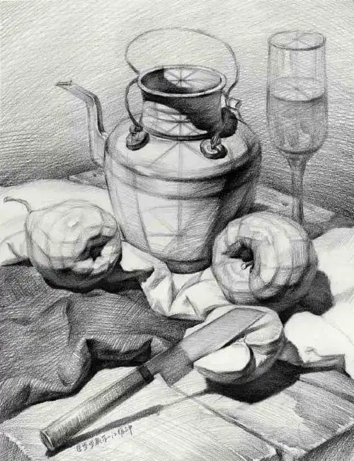 素描静物绘画步骤,可做临摹学习的详细作画步骤15张素描静物临摹范本