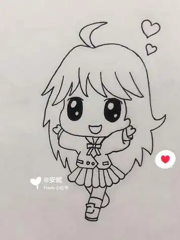 动漫人物人文绘画简笔画二次元少女动漫人物人文绘画美丽可爱的小女孩