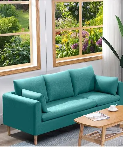 北欧沙发小户型简约现代双人三人简易客厅卧室租房科技布艺小沙发藏青