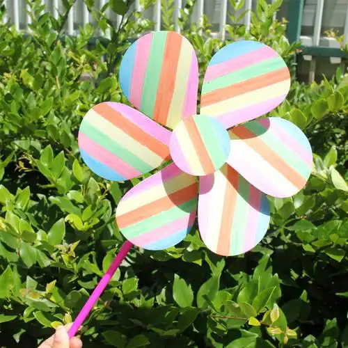 1儿童彩绘diy纸质风车手工制作卡通创意益智亲子拼装玩具空白填色