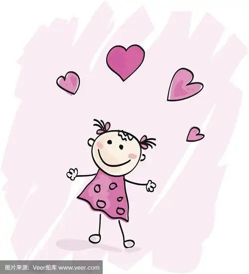 小的,女孩,动物心脏,学龄前,形状