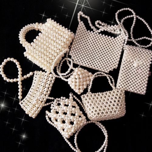 2021夏手工diy珍珠包女自制礼物串珠材料包编织ins斜挎休闲小包包