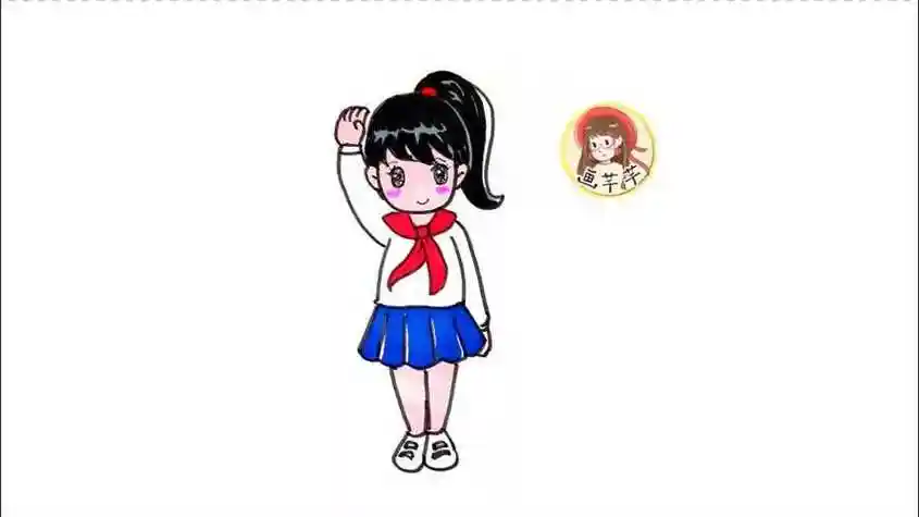 的小学生一笔一笔教你画戴红领巾的女生简笔画小学生戴红领巾简笔画