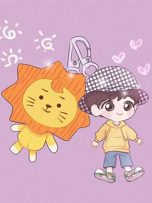 190313今日书包挂件莱阳和爸爸王源的可爱组合