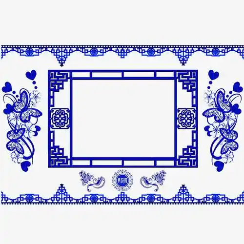 复杂青花边框