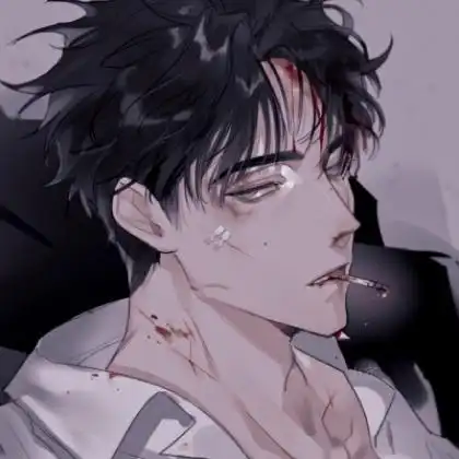 个性伤感颓废病态动漫男头带血伤痕累累太颓废了