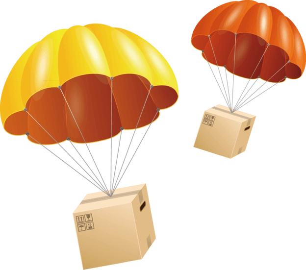 两个飘落的空投包png图片