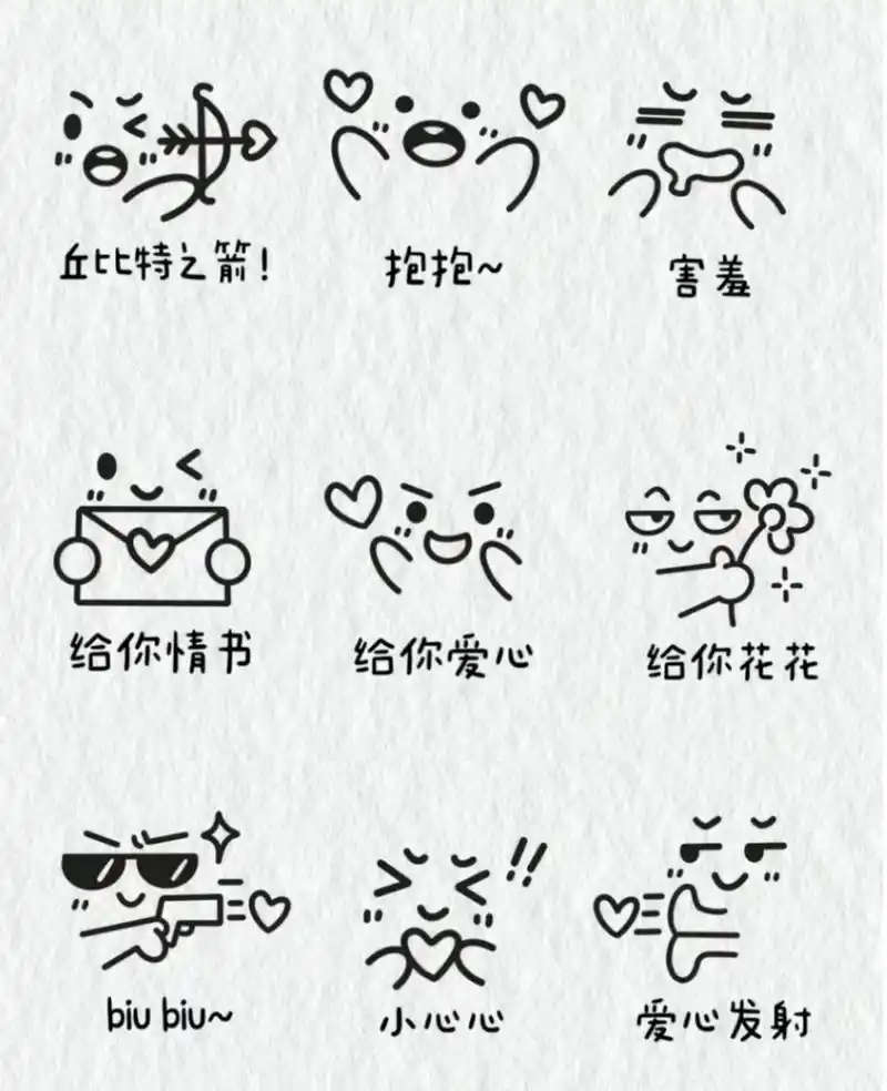 107款一看就会简笔画表情包组合  1/2 萌呆了,画起来吧