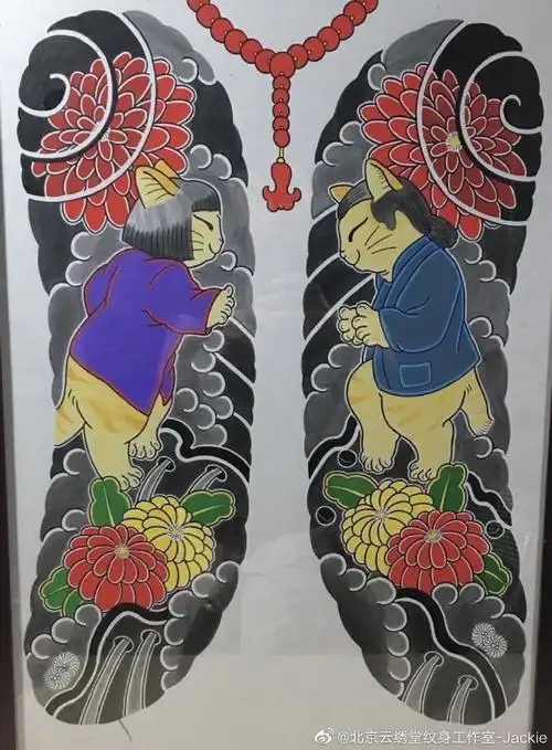 今日纹身图案推荐分享日式开衫,又称半扇,全甲一人一图,希望你也有独