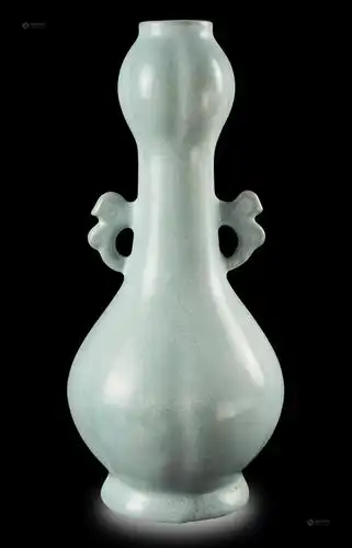 【明 汝窑双耳瓜棱瓶】拍卖品_图片_价格_鉴赏_明代单色釉瓷器_雅昌