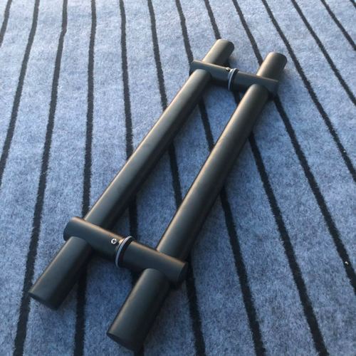 哑黑色扁管玻璃门拉手不锈钢椭圆形把手黑色推拉大门木门拉把扶手