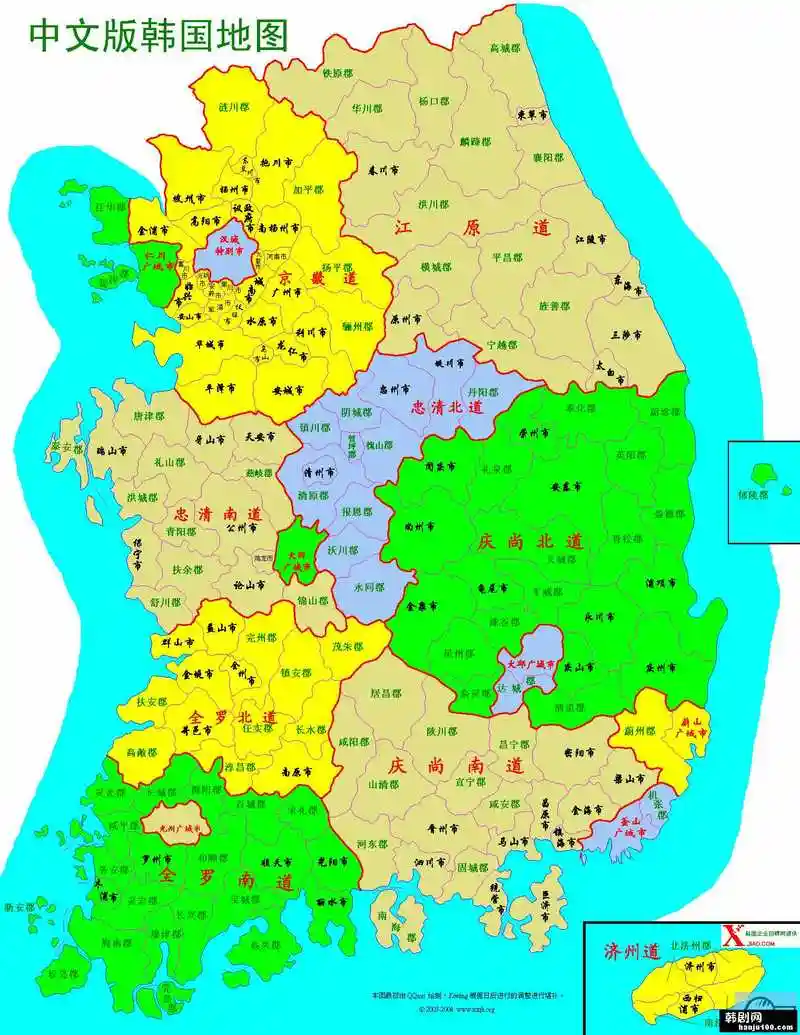 求韩国京畿道中文版地图,急