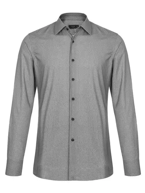 【精选】 prada 灰色 纯棉 男士长袖衬衫