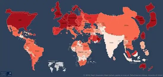 牛津研究所绘制互联网世界地图 中国版图最大